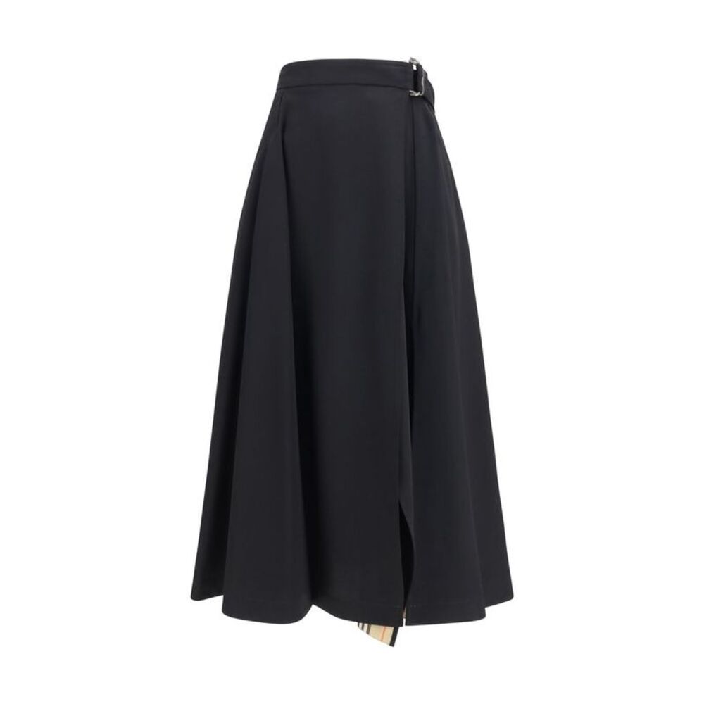Burberry Black Wool Oves Aries Midi Women's Skirt